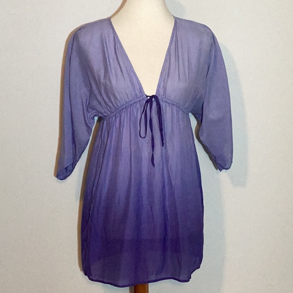 Splendid ombré coverup/ tunic, empire top with elastic & tightening tie,V neck,S